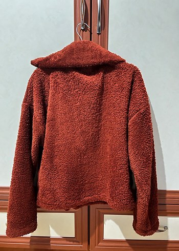 Kahverengi Kürk Detaylı Peluş Ceket - Görsel 6