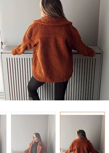 Kahverengi Kürk Detaylı Peluş Ceket - Görsel 2