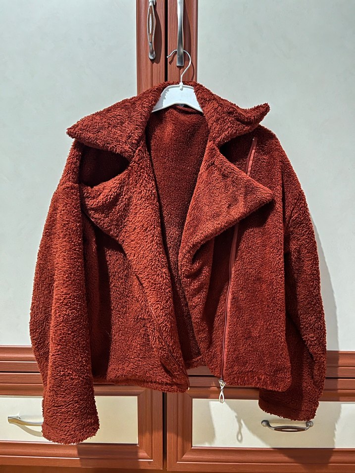 Kahverengi Kürk Detaylı Peluş Ceket - Görsel 4
