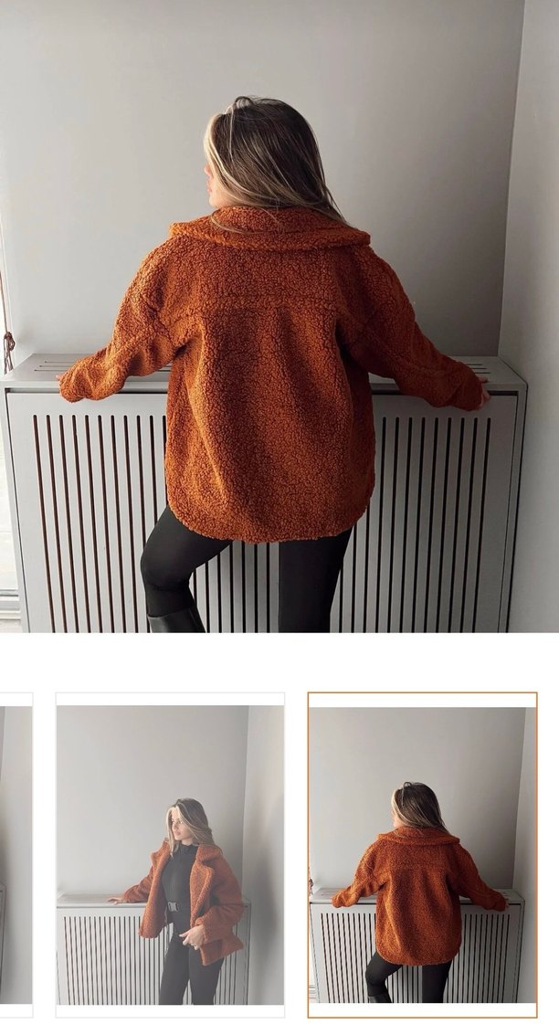 Kahverengi Kürk Detaylı Peluş Ceket - Görsel 2