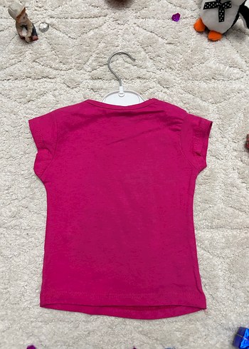 Kız Çocuk Pembe Baskılı Kısa Kollu Tişört - Görsel 2