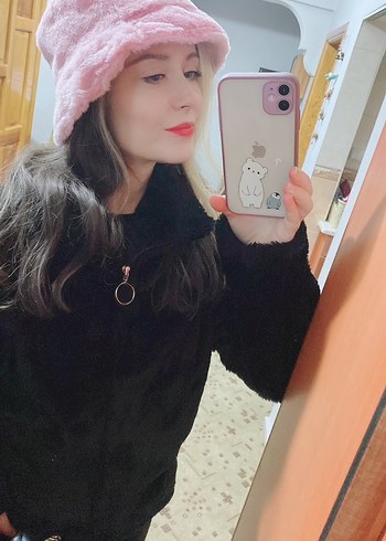 Pembe Peluş Bucket Kadın Şapka - Görsel 4