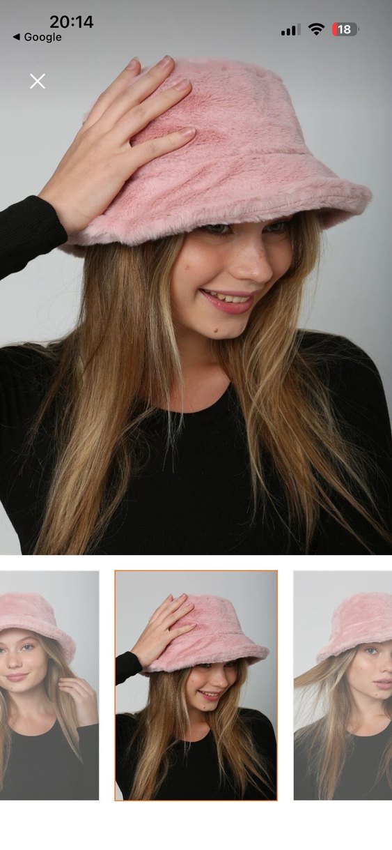 Pembe Peluş Bucket Kadın Şapka - Görsel 3