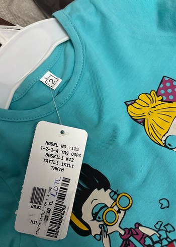 Minita OOPS Baskılı Kız Taytlı Takım - Görsel 4