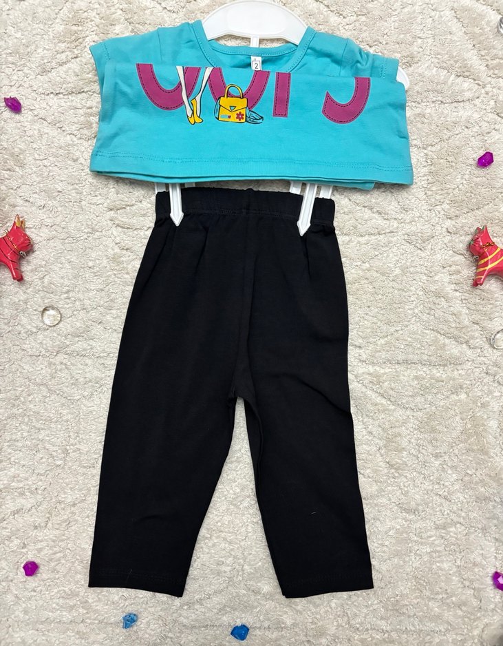 Minita OOPS Baskılı Kız Taytlı Takım - Görsel 3