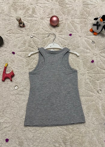 Kız Çocuk Gri Kolsuz Baskılı Tişört - Görsel 2