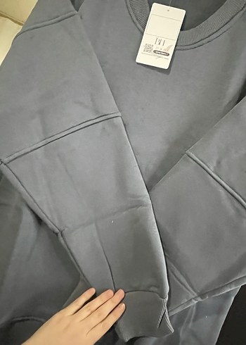 m Beden gri Renk Gri Kadın Oversize Sweatshirt