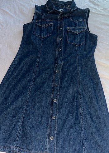 Kadın Lacivert Midi Denim Elbise