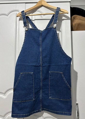 Kadın Lacivert Denim Midi Askılı Elbise - Görsel 2