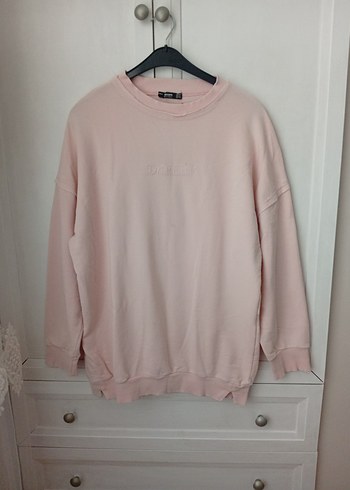 Pembe Oversize Kadın Sweatshirt
