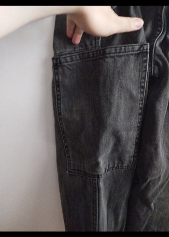 42 Beden Kadın Siyah Bol Kesim Denim Pantolon