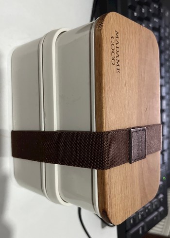 Ahşap Kapaklı Kahverengi yemek kabı lunchbox x500ml