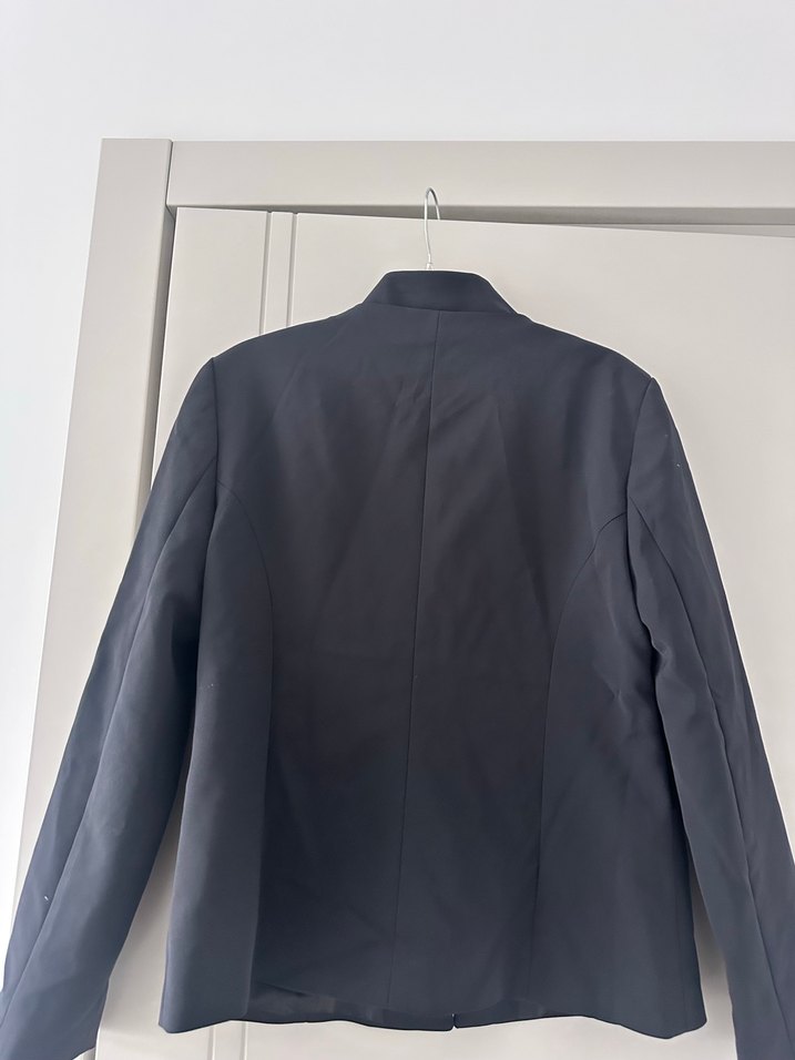 Network Düğmeli Siyah Deri Kadın Blazer Ceket - Görsel 2