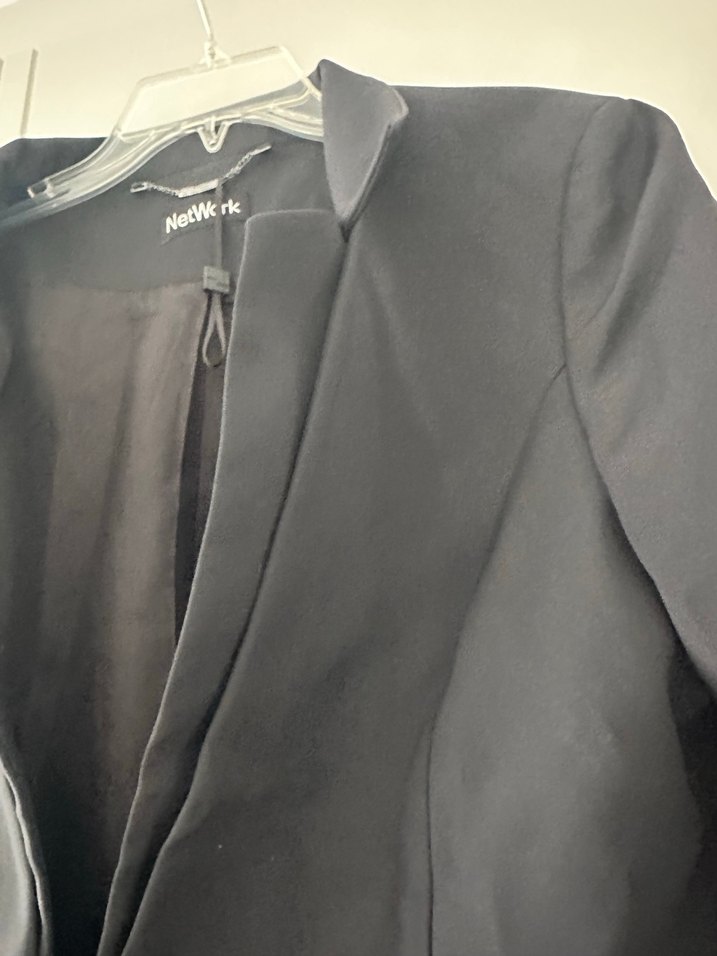 Network Düğmeli Siyah Deri Kadın Blazer Ceket - Görsel 4