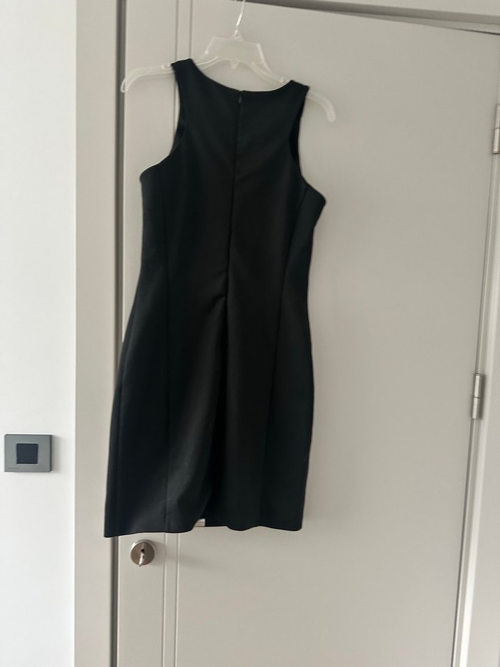 Siyah Midi Kolsuz Ofis Elbisesi - Görsel 2