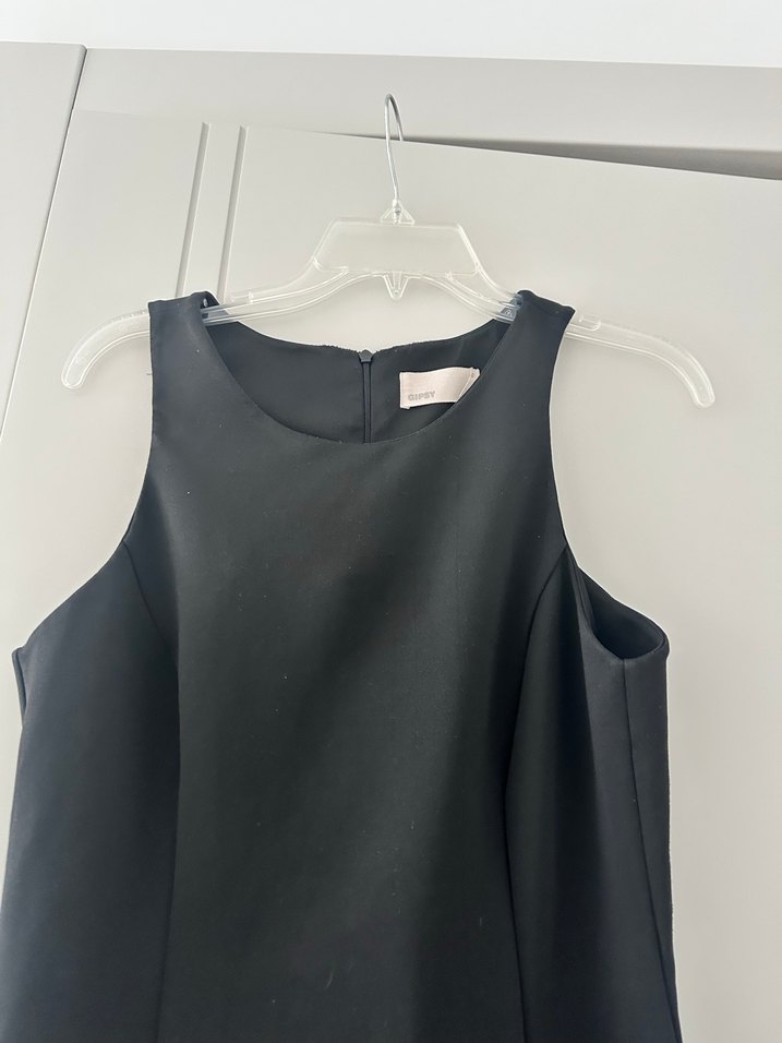 Siyah Midi Kolsuz Ofis Elbisesi - Görsel 3