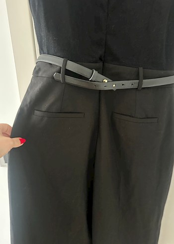 Mango Kadın Siyah Kemerli Uzun Tulum - Görsel 5