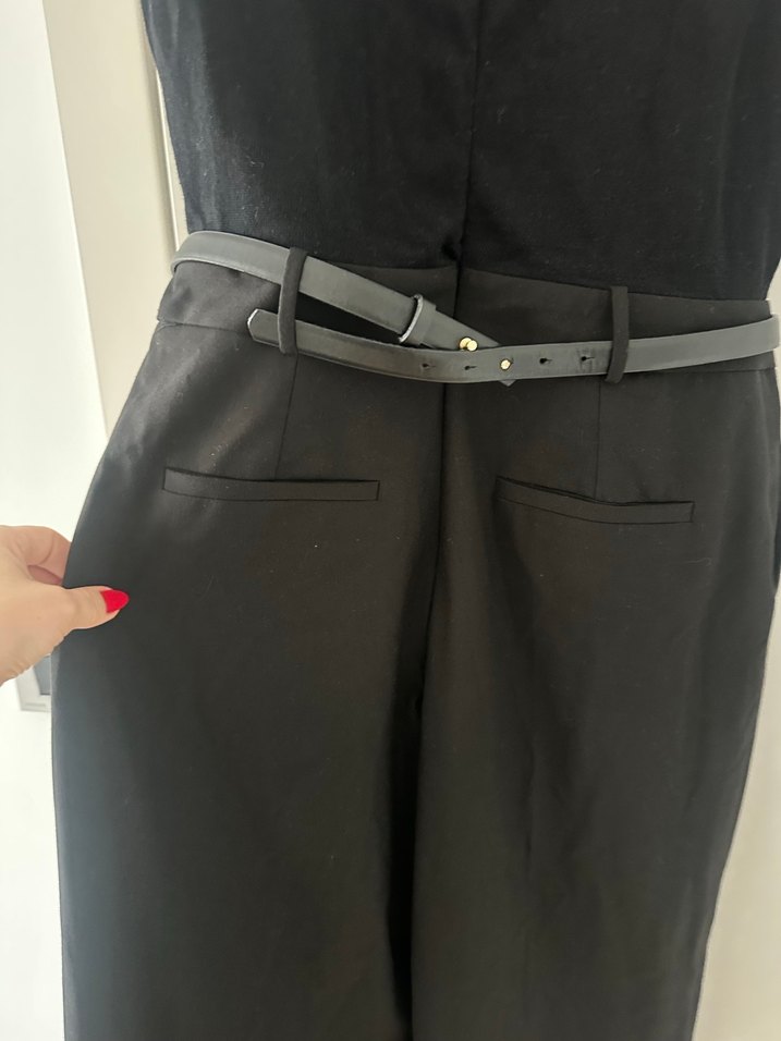 Mango Kadın Siyah Kemerli Uzun Tulum - Görsel 5