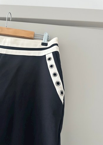 Düğmeli, Beyaz Detaylı Kadın Blazer Ceket ve cigarette pantolon - Görsel 8