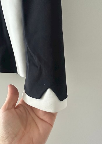 Düğmeli, Beyaz Detaylı Kadın Blazer Ceket ve cigarette pantolon - Görsel 4