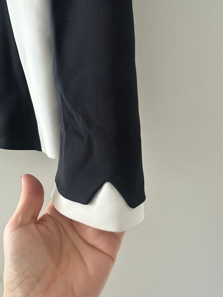 Düğmeli, Beyaz Detaylı Kadın Blazer Ceket ve cigarette pantolon - Görsel 4