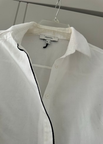 İpekyol Düğmeli Beyaz Pamuklu Kadın Gömlek - Görsel 2