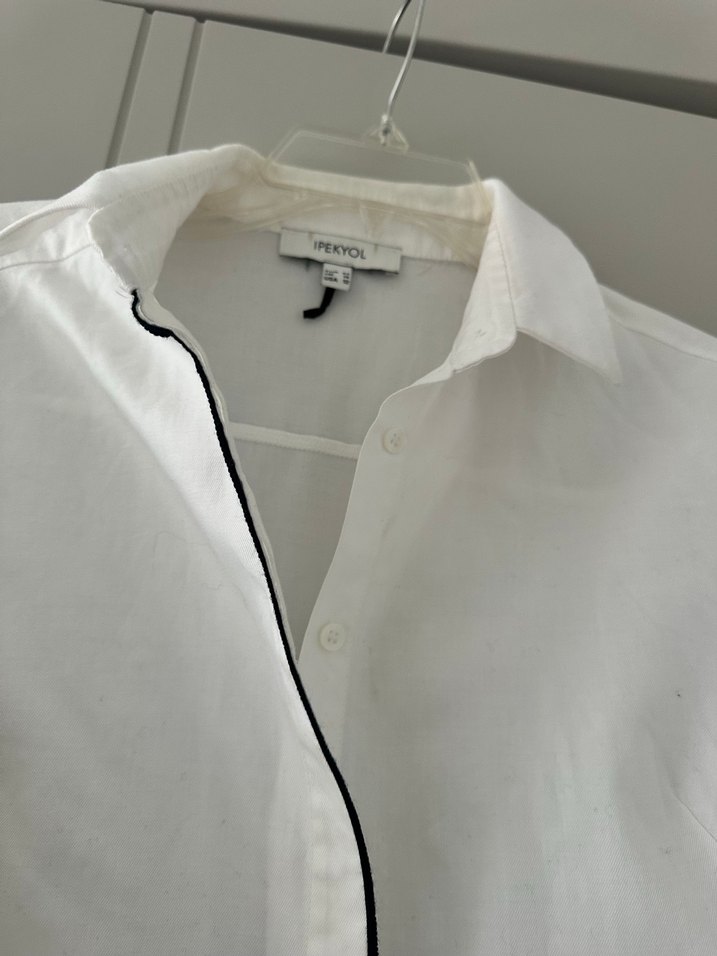 İpekyol Düğmeli Beyaz Pamuklu Kadın Gömlek - Görsel 2