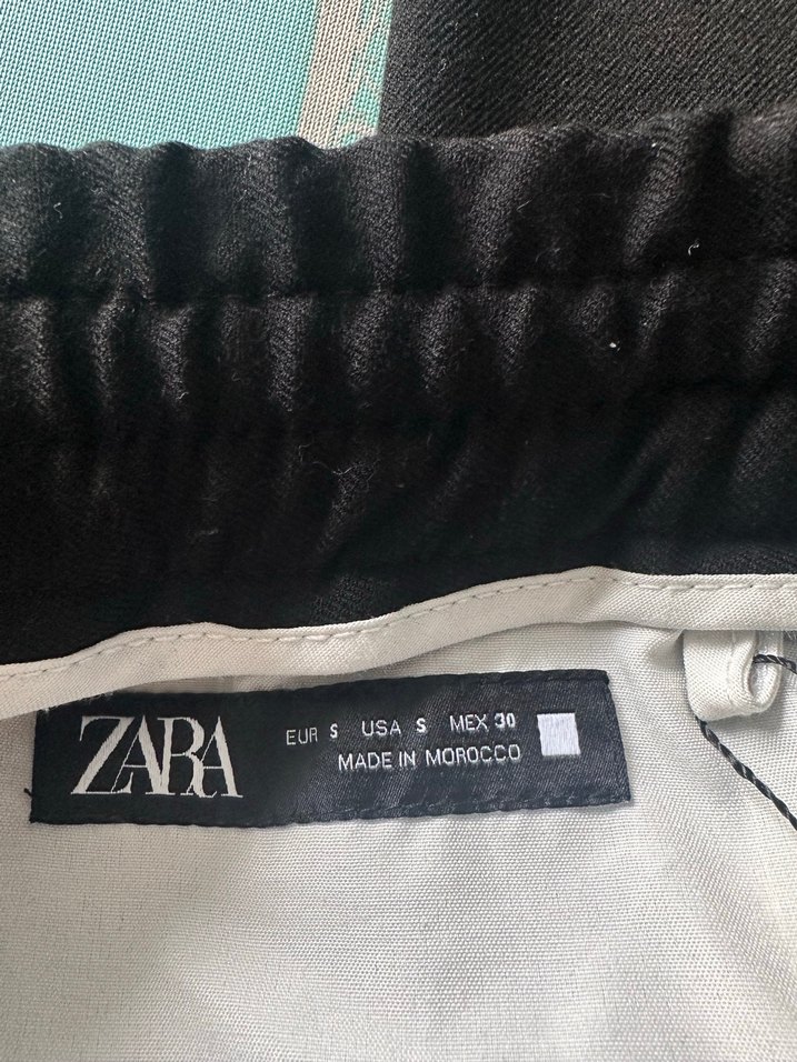 Zara Siyah erkek Rahat Kesim Kumaş Pantolon - Görsel 4