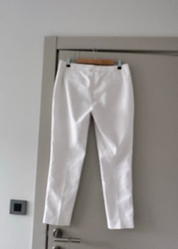 Network Düğmeli detalı Beyaz Kadın Kumaş Pantolon - Görsel 4