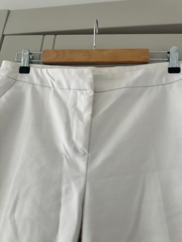 Network Düğmeli detalı Beyaz Kadın Kumaş Pantolon - Görsel 3