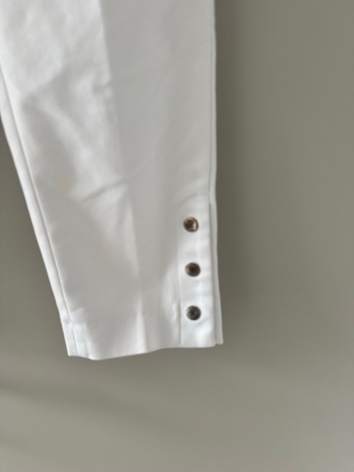 Network Düğmeli detalı Beyaz Kadın Kumaş Pantolon - Görsel 2