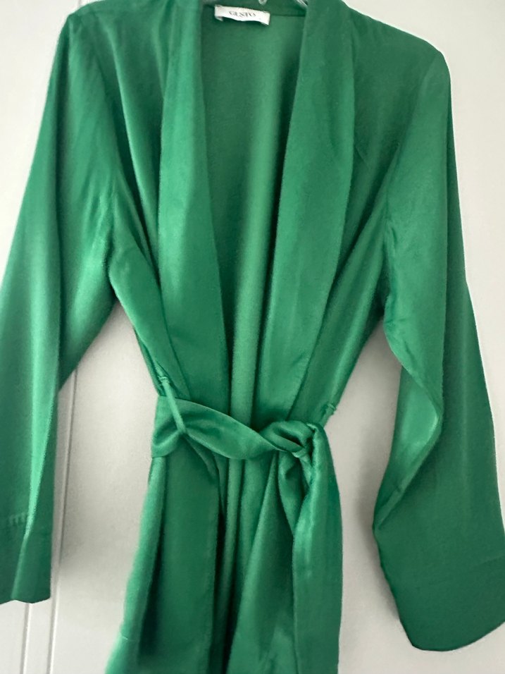 Parlak Yeşil Uzun Kollu Kadın kimono model ceket - Görsel 2