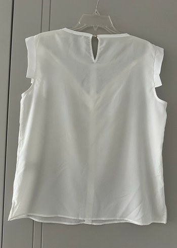 V Yaka Kolsuz Beyaz Kadın Bluz - Görsel 4
