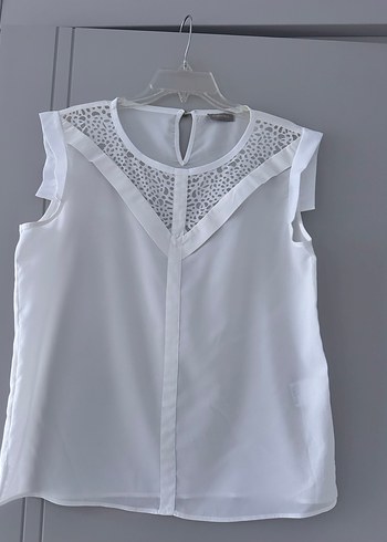 V Yaka Kolsuz Beyaz Kadın Bluz - Görsel 2
