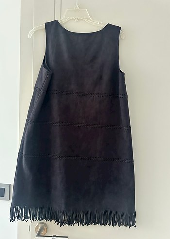 Süet lacivert Mini Kolsuz Elbise - Görsel 3