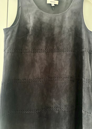 Süet lacivert Mini Kolsuz Elbise - Görsel 2