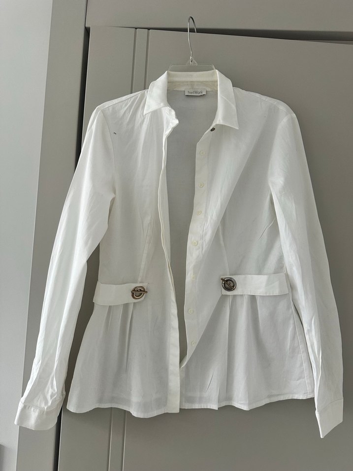 Neywork Düğmeli Beyaz Kadın Gömlek - Görsel 5