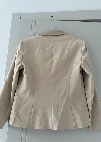 Network Bej deri yaka prada kumaş Kadın Blazer Ceket - Görsel 2