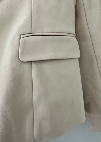 Network Bej deri yaka prada kumaş Kadın Blazer Ceket - Görsel 3