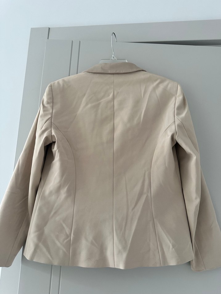 Network Bej deri yaka prada kumaş Kadın Blazer Ceket - Görsel 2