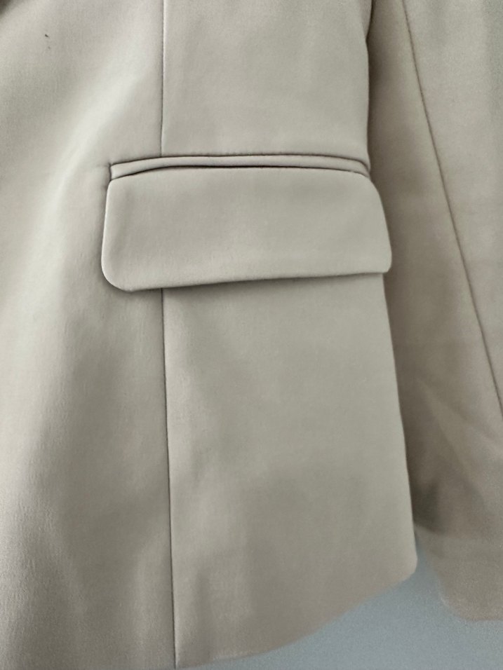 Network Bej deri yaka prada kumaş Kadın Blazer Ceket - Görsel 3