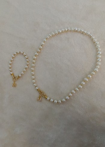 Diğer İnci Kolye 925 Ayar Gümüş İstediğiniz Harf