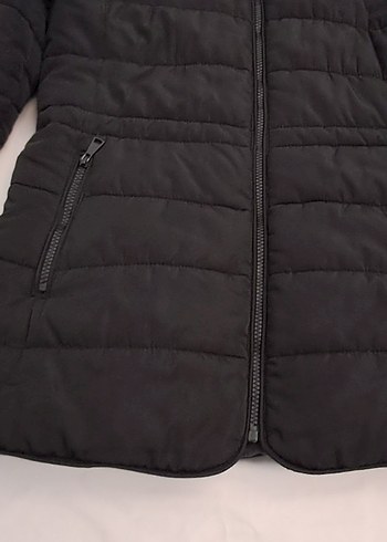 Siyah Fermuarlı Kapüşonlu Kadın Kışlık Mont - Görsel 3