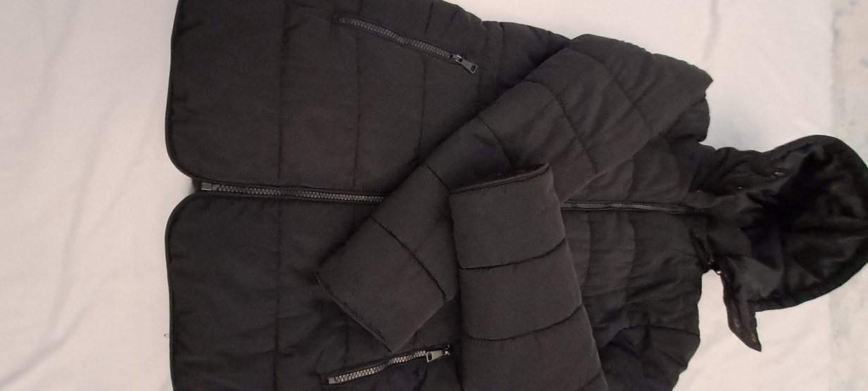 Siyah Fermuarlı Kapüşonlu Kadın Kışlık Mont - Görsel 4