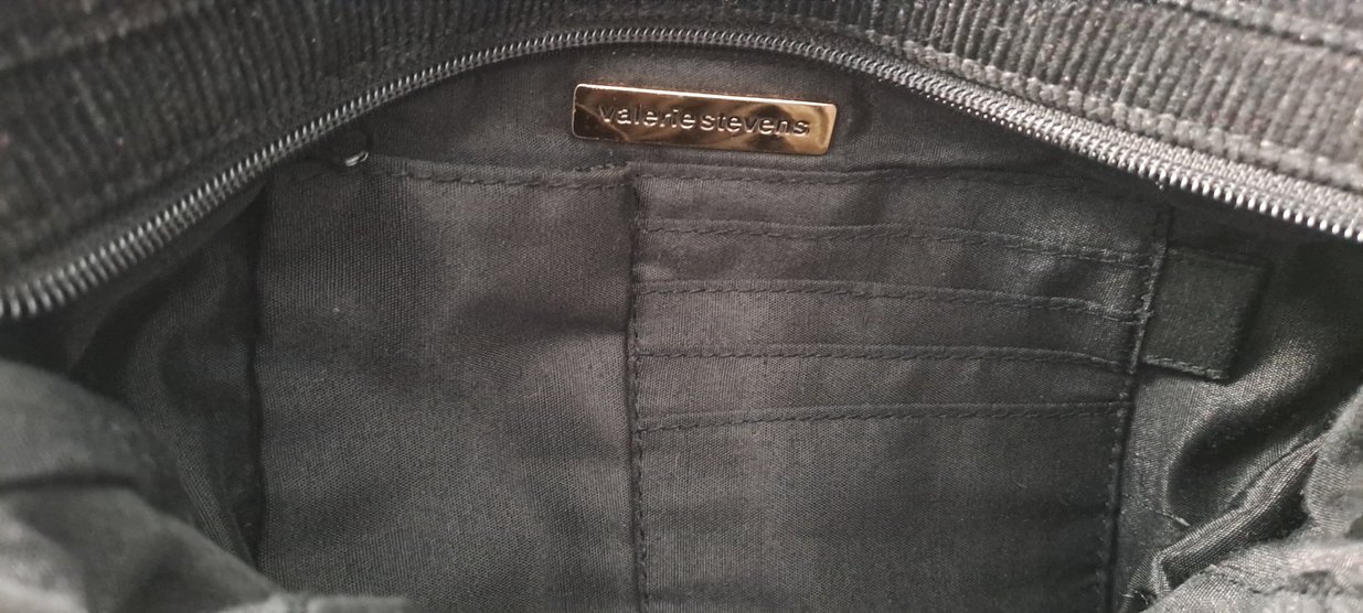 Siyah Kadife Fırfırlı Gül Detaylı El Çantası - Görsel 5