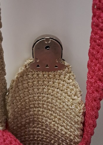 Pembe Örgü Kadın Çapraz Çanta - Görsel 3