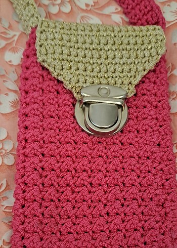 Pembe Örgü Kadın Çapraz Çanta - Görsel 5