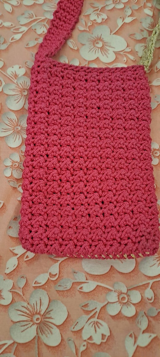 Pembe Örgü Kadın Çapraz Çanta - Görsel 4