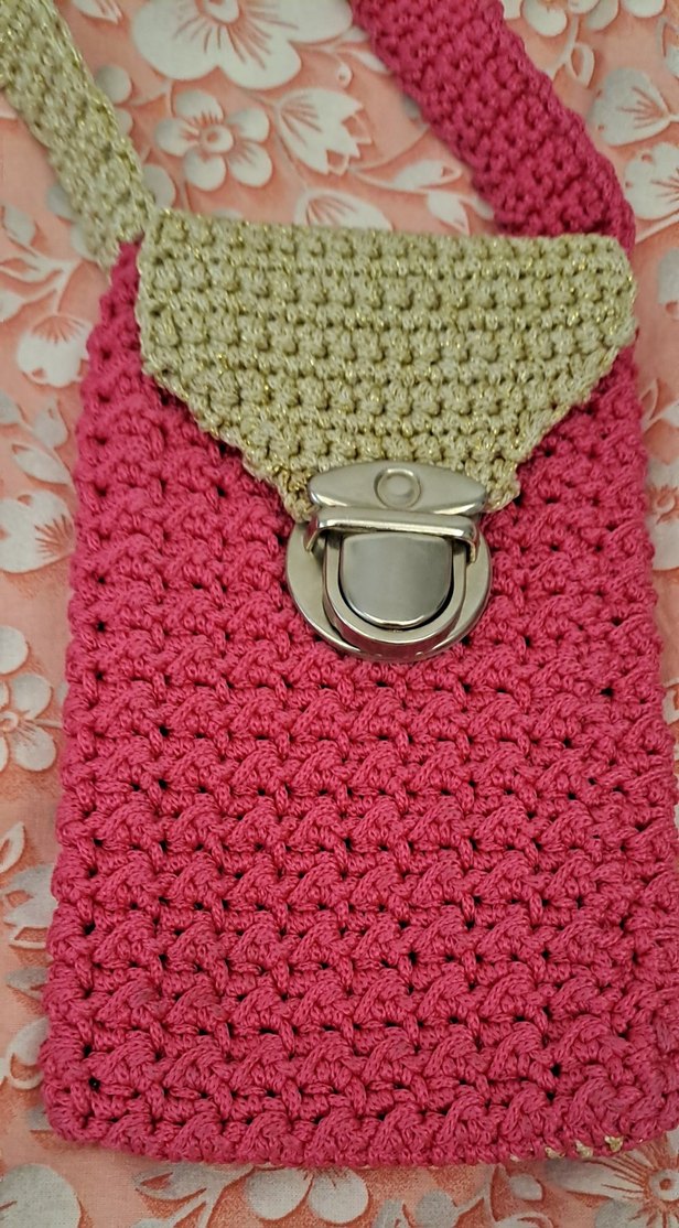 Pembe Örgü Kadın Çapraz Çanta - Görsel 5