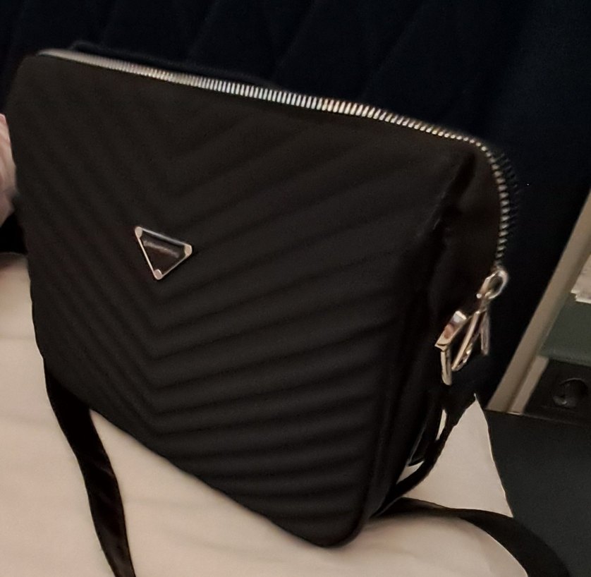 Siyah Deri Çizgili Kadın Çanta - Görsel 3